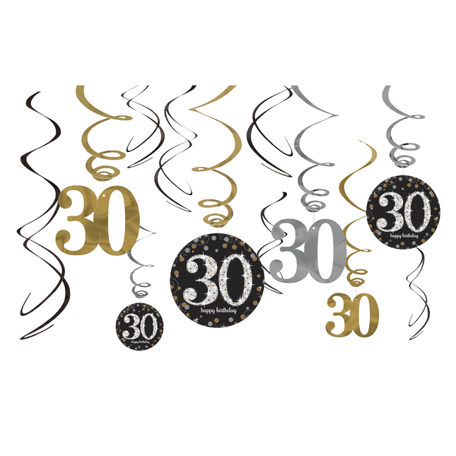 Appeso Decorazione 30 anni Buon Compleanno 61cm 12pcs