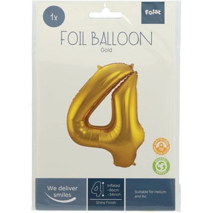 Palloncino Foil Figura 4 Gold Metallic XL 86cm vuoto