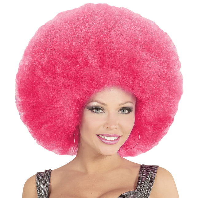 Parrucca rosa afro extra large