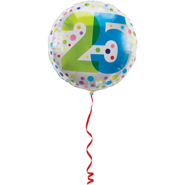 Palloncino ad elio 25 anni a pois 45 cm vuoto