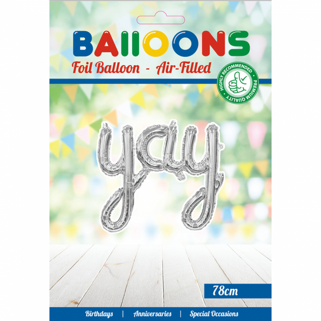 Palloncino in foil Yay Silver 1,19 m vuoto