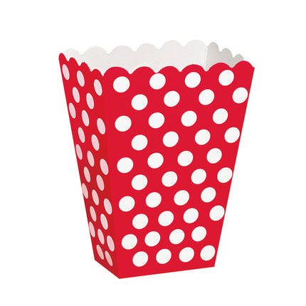 Ciotole per popcorn rosse a pois bianchi 13,7 cm 8 pezzi