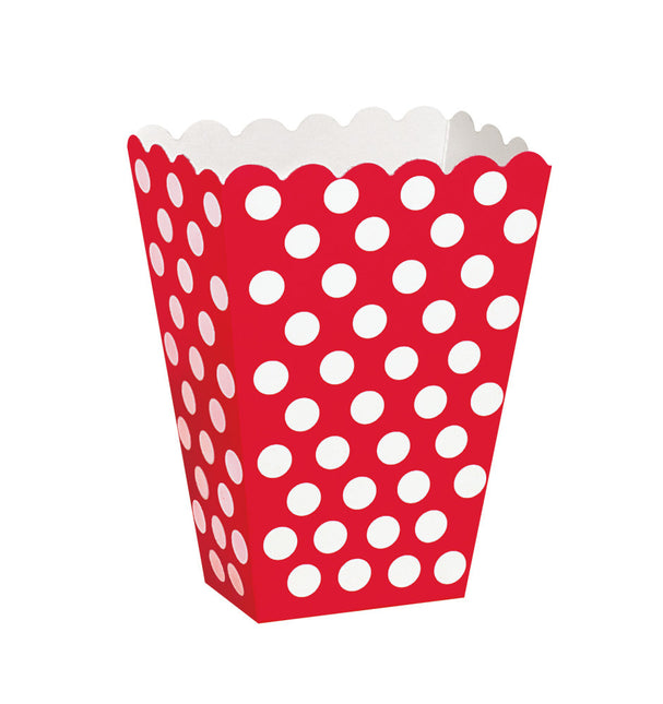 Ciotole per popcorn rosse a pois bianchi 13,7 cm 8 pezzi
