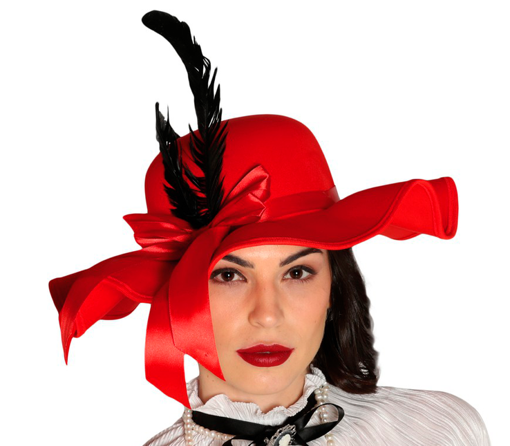 Cappello a bombetta anni '20 rosso da donna