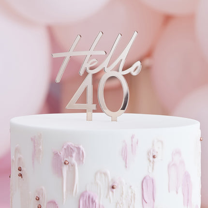 Cake topper oro rosa 40 anni 10 cm