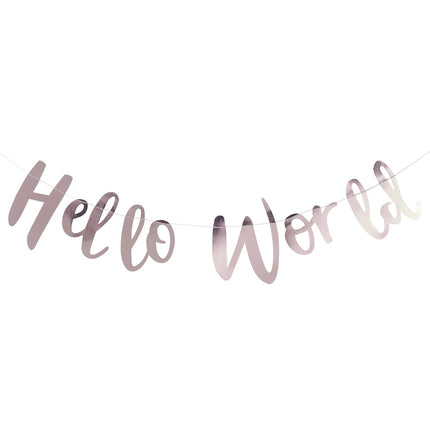 Ghirlanda di lettere in oro rosa Hello World 1,5 m