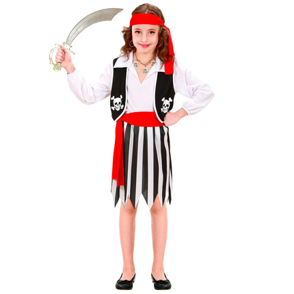 Costume da pirata rosso nero per bambina