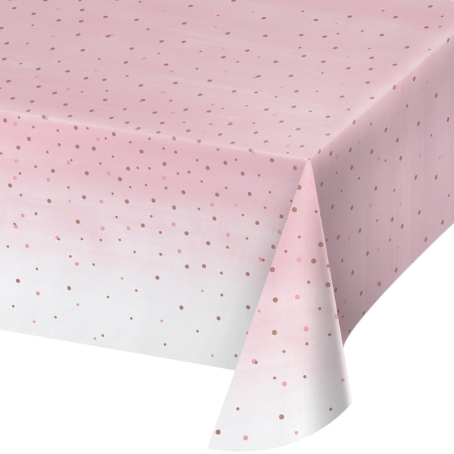 Tovaglia rosa a pois in plastica 2,59m