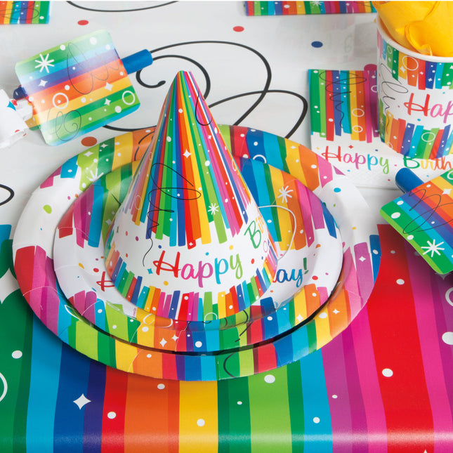 Piatti di compleanno Buon Compleanno Arcobaleno 23cm 8pz