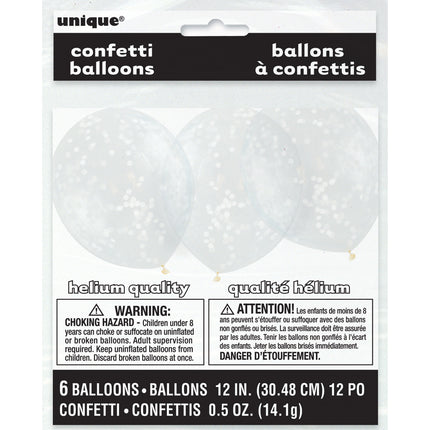 Palloncini a coriandoli bianchi 30,5 cm 6 pezzi