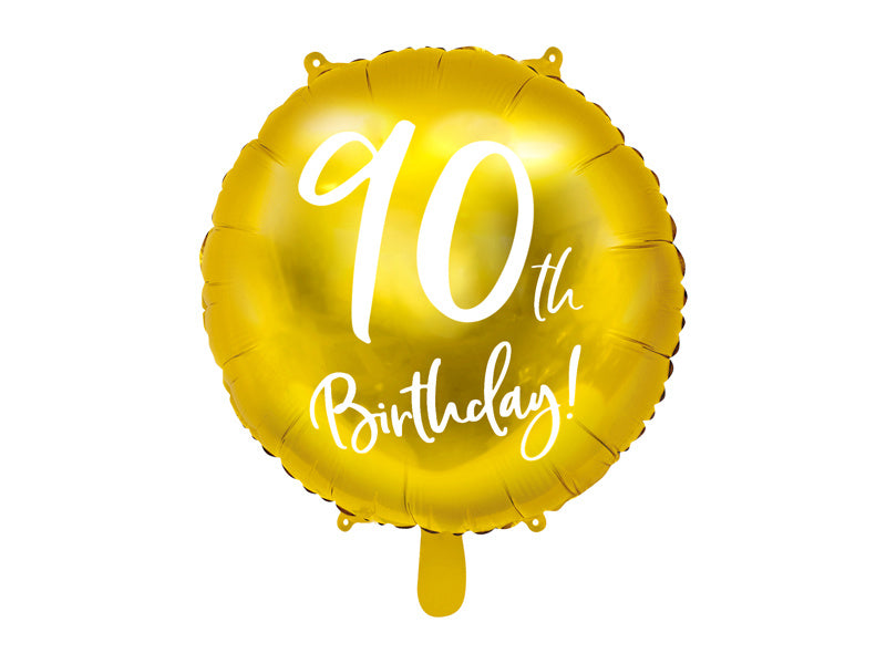 Palloncino ad elio 90° compleanno oro vuoto 45 cm