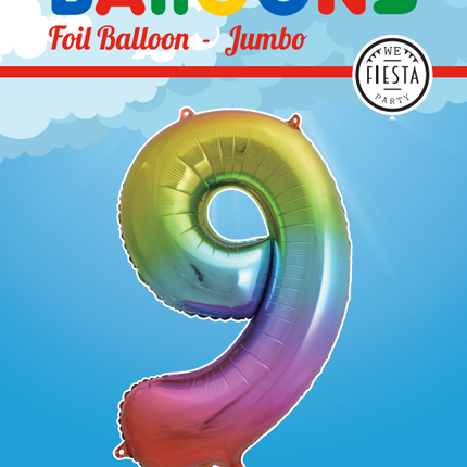 Palloncino Foil Figura 9 Rainbow XL 86cm vuoto