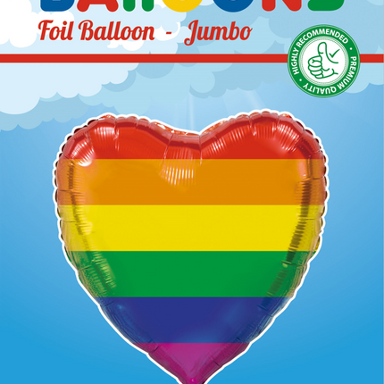 Palloncino ad elio Cuore Arcobaleno XL Vuoto 92 cm