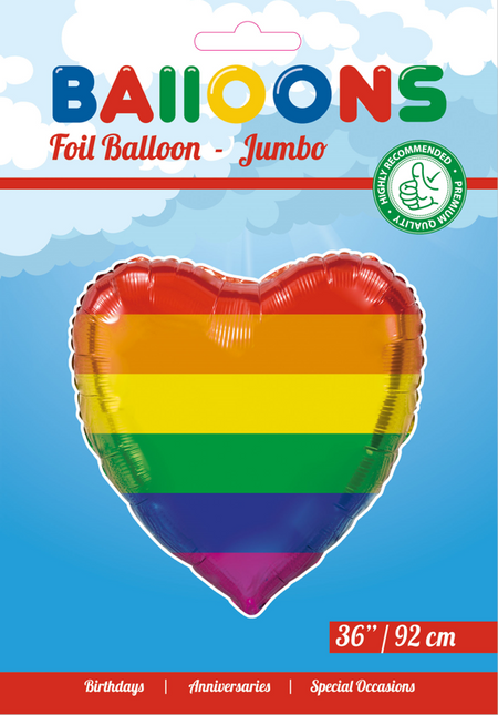 Palloncino ad elio Cuore Arcobaleno XL Vuoto 92 cm