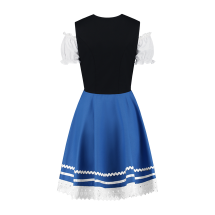 Dirndl 2-dlg., nero/blu, camicetta Carmen