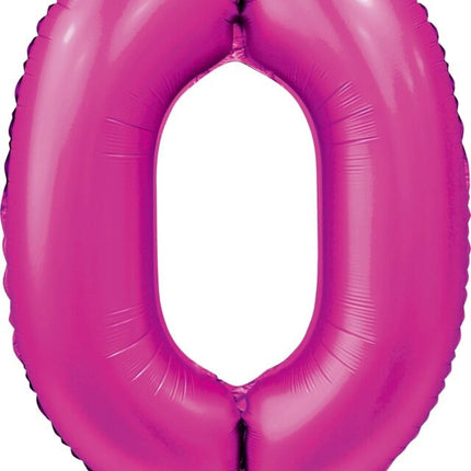 Palloncino numero fucsia 0 anno lucido 86 cm