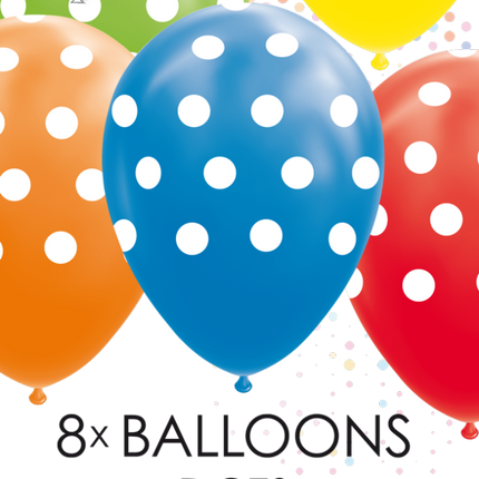 Palloncini colorati a pois 30,5 cm 8 pezzi