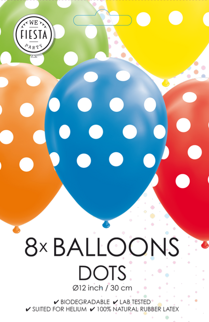 Palloncini colorati a pois 30,5 cm 8 pezzi