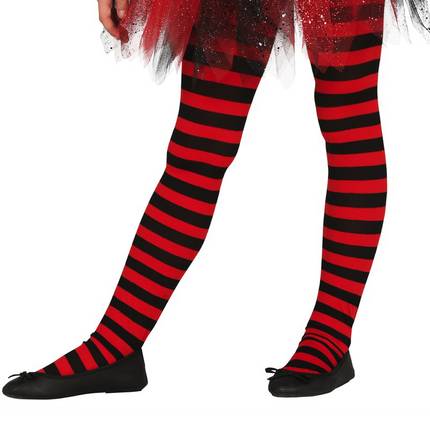 Collant Halloween Bambino Nero Rosso a righe 5/9 anni