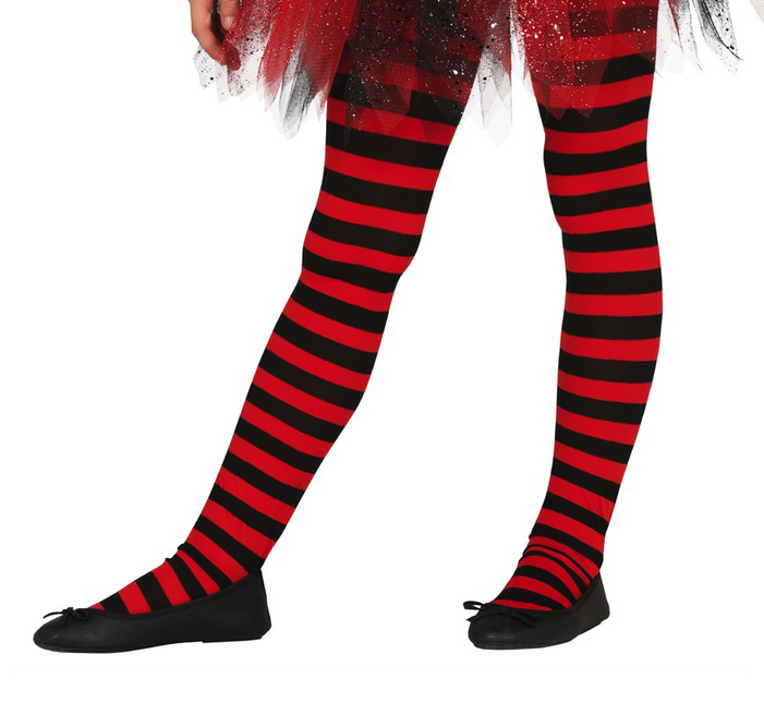 Collant Halloween bambino nero rosso a righe 5/9 anni