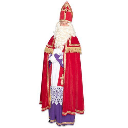 Abito Sinterklaas completo in velluto con mitra 5 pezzi