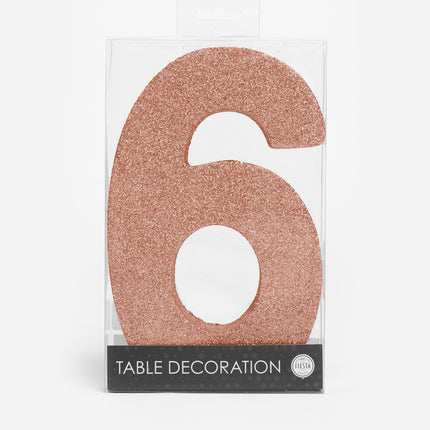 Decorazione da tavolo oro rosa Figura 6 Glitter 20,5 cm