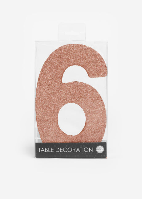 Decorazione da tavolo oro rosa Figura 6 Glitter 20,5 cm