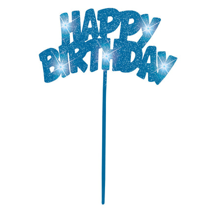 Cake topper Buon Compleanno Illuminazione blu 26cm