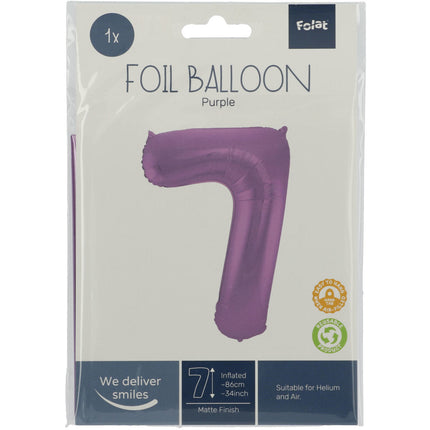 Palloncino in foil Figura 7 Matt Purple XL 86cm vuoto