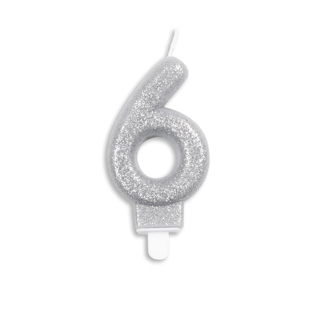 Candela 6 anni Argento Glitter 7cm