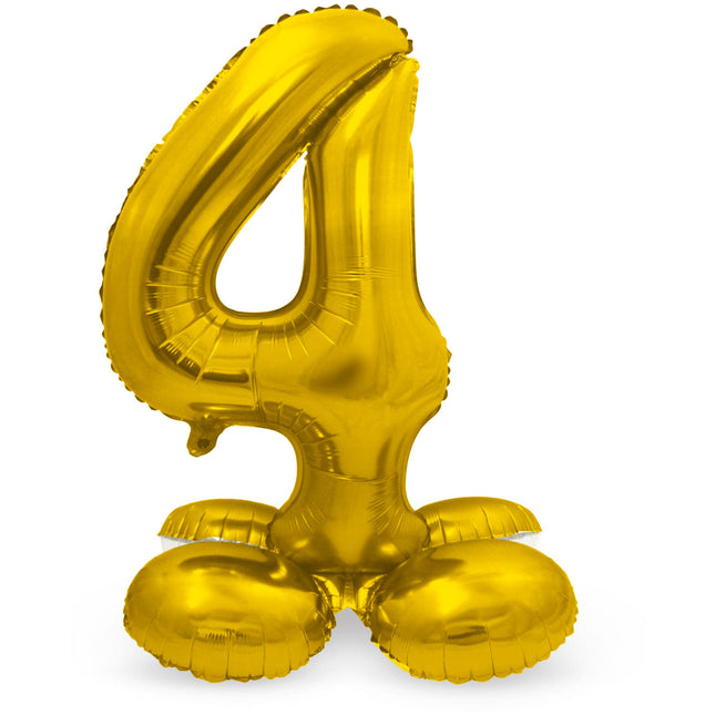 Pallone in foil Figura 4 Gold con supporto 72 cm