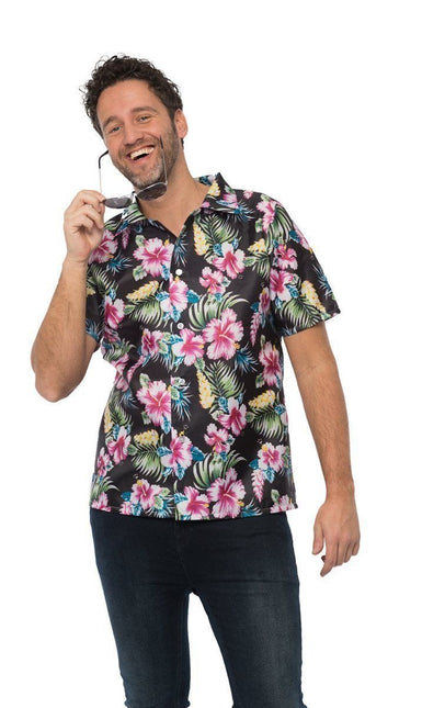 Camicia hawaiana nera