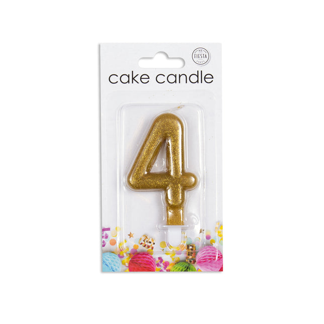 Candela 4 anni Oro Glitter 7cm