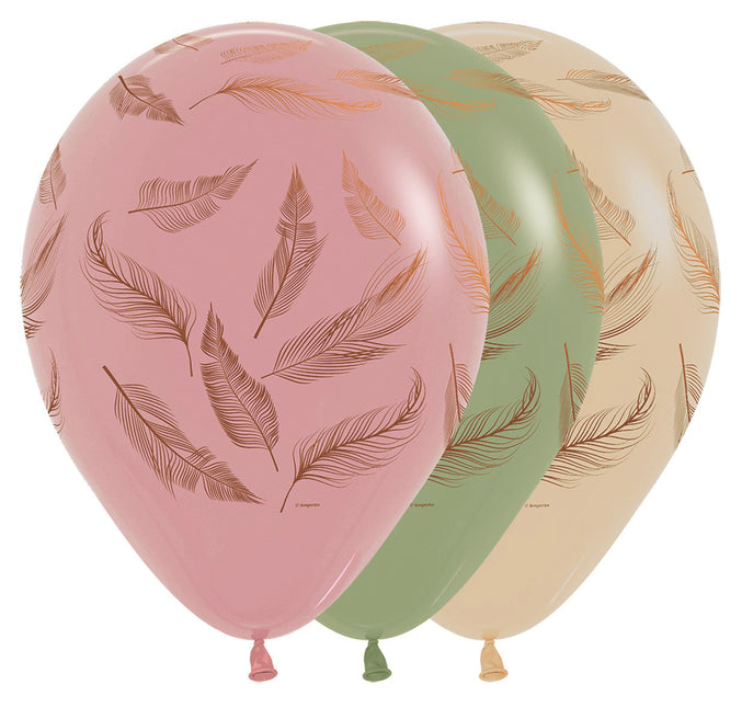 Palloncini Piume Mix Inchiostro Rame 30cm 25pz