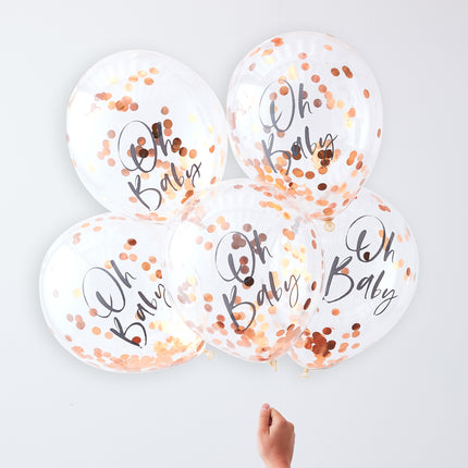 Palloncini con coriandoli oro rosa Oh Baby 30cm 5pz