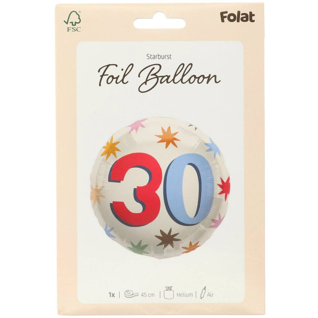 Palloncino a elio 30 anni vuoto 45 cm