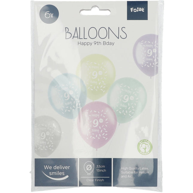 Palloncini Happy 9Th Bday 33cm 6pz