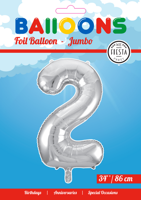 Pallone in foil Figura 2 Silver XL 86cm vuoto