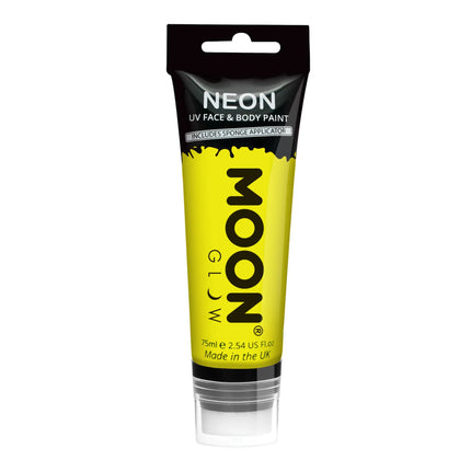 Moon Glow Neon UV Face Paint con applicatore a spugna Giallo intenso 75ml