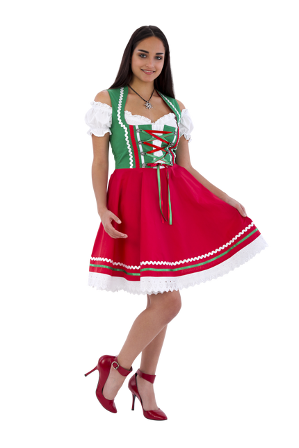 Dirndl 2-dlg., verde/rosso, camicetta Carmen