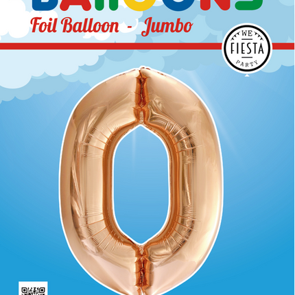 Palloncino in foil Figura 0 Oro Rosa XL 86cm vuoto