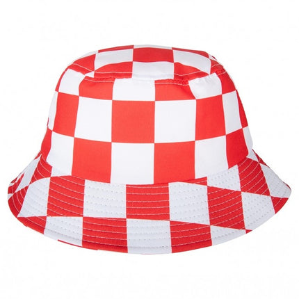 Cappello da pescatore rosso/bianco floccato