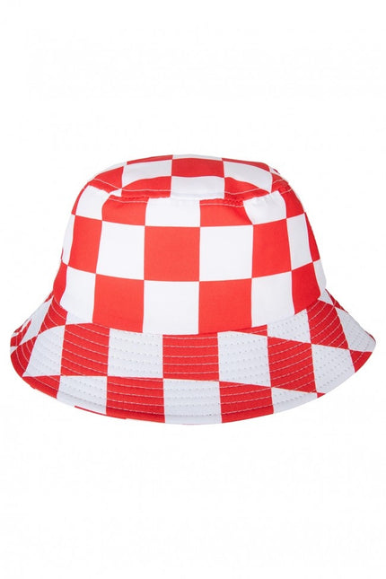 Cappello da pescatore rosso/bianco floccato