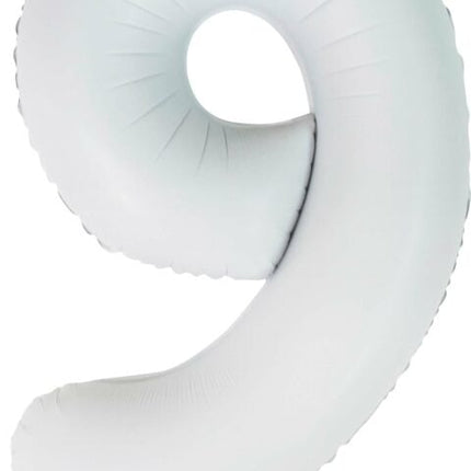 Palloncino bianco a forma di figura 9 anni lucido 86 cm