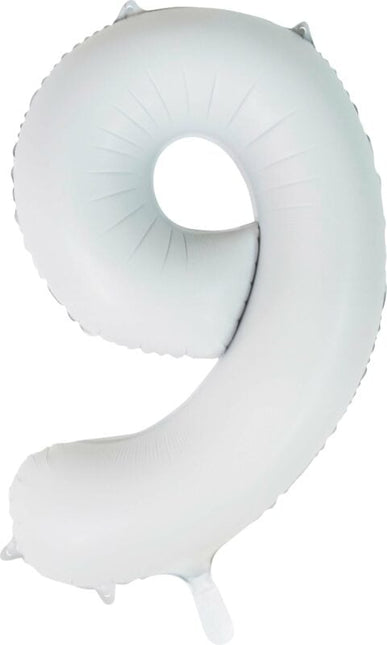 Palloncino bianco a forma di figura 9 anni lucido 86 cm