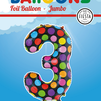 Palloncino in foil Figura 3 Puntini XL 86cm vuoto