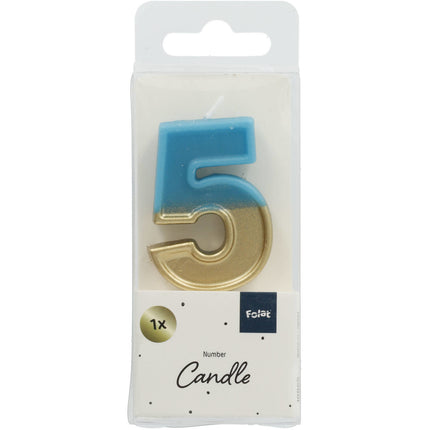 Candela 5 anni Retro Blu 5cm