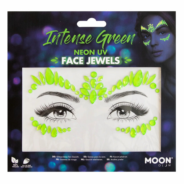 Moon Glow Neon UV Gioielli per il viso Verde intenso