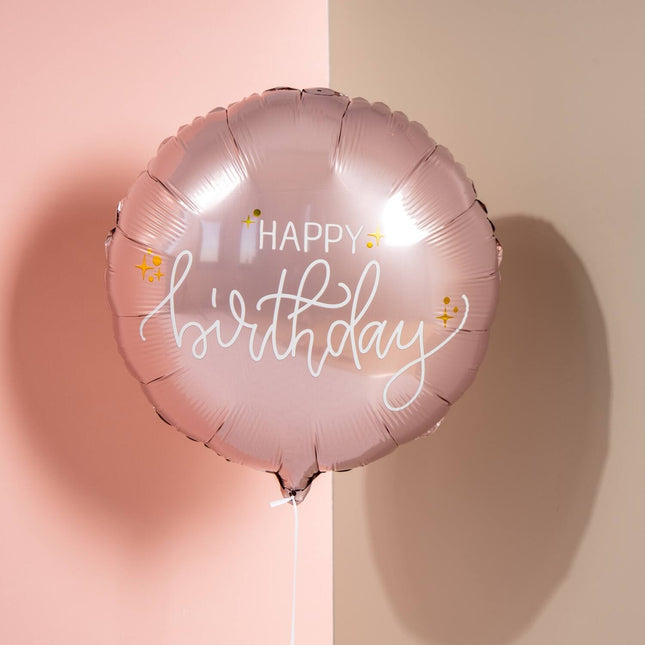 Palloncino ad elio Happy Birthday Rosa Vuoto 45cm