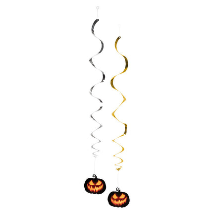 Decorazione di Halloween appesa Zucca 85 cm 2 pezzi